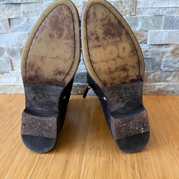 John Fluevog Nicola Black Leather Mid-Shin Boots - Picture 11 of 16